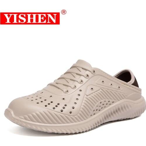 YISHEN Summer Slippers Men Hollow Out Breathable Beach Flip Flops Mens Casual Slip-on Flats Sandals Men Shoes Size 47 Zapatos