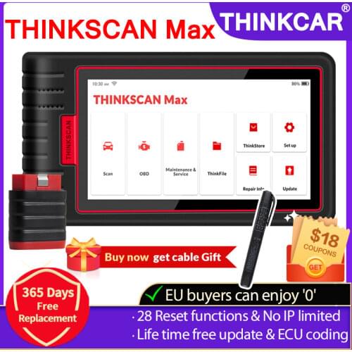 2021 THINKSCAN MAX Professional Automotive Code Reader Full System with VIN Scan /ECU Coding/A/F Reset OBD2 Scanner PK CRP909