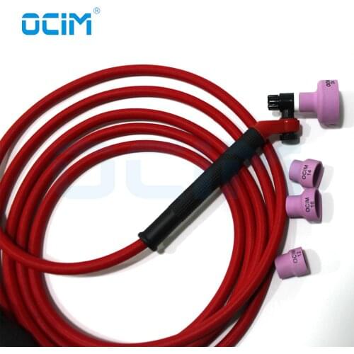 NR9 4M Red Super Soft Hose Braided Air-Cooled Complete TIG Welding Torch 35-70 Connector+Ceramic Nozzle Cups Kits
