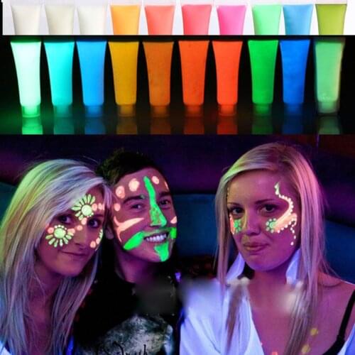 Glow in The Dark Liquid Luminous Pigment Non-Toxic Blacklight Face Paint Makeup