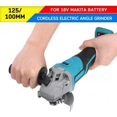 125/100mm Cordless Electric Angle Grinder Grinding Machine Brushless Metal Woodworking Cutting Power Tool For 18V Makita Battery