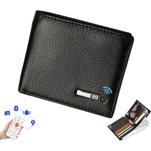 Smart Wallet Bluetooth Tracker Anti-lost Genuine Leather Men wallets Soft Leather High Quality Purse Male Luxury Mens Wallet