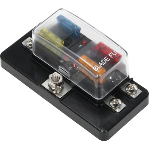 Universal 4 Way Blade Fuse Box with LED Indicator Fuse Block for Car Boat Marine Caravan 12V 24V Auto Accessories