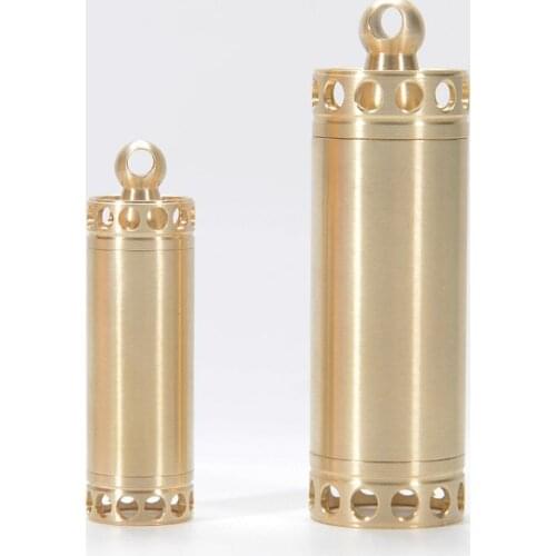 Waterproof Brass Pill Box Case Bottle Multifunctional Brass Seal Cabin Pill Cases Outdoor Camping Medicine Pill Storage Cases