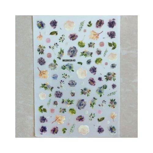 DIY 6d Nail Stickers Light Traceless Nail Art Decor Blue Enchantress Flowers Nail Decals