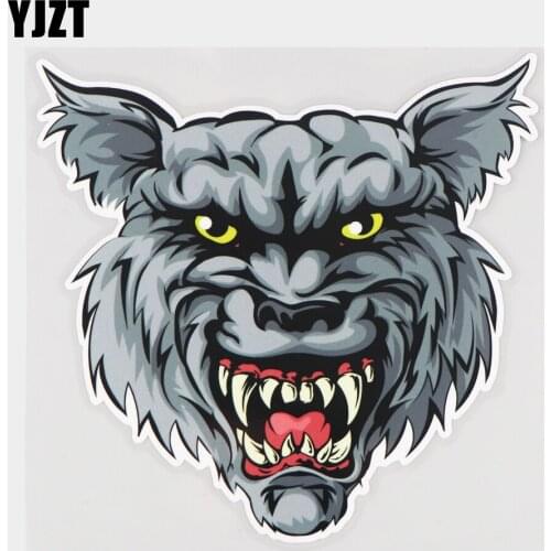 YJZT 15.7×15.2CM Grinning Wolf Creative Cartoon Decals Window Door Decoration Car Stickers 21A-0501