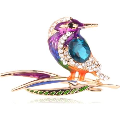 Fashion Rhinestone Cute Bird Woodpecker Pin Brooches For Women Color Pin Crystal Animal Bird Brooch Pin Christmas Jewelry Gifts