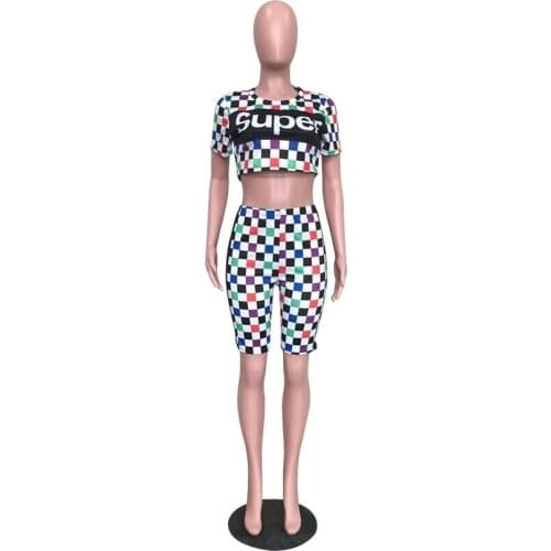 Womens Letter Printed T-Shirt And Lattice Elastic Waist Stretch Sports Pants Set