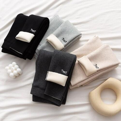 CHRLEISURE Warm Leggings for Women Letter Printing Warm Pants for Women Lamb Wool All-Match