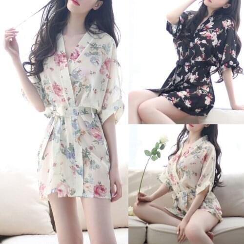 Women Floral Robe Bridal Dressing Gown Wedding Kimono Sleepwear Short Style Gift