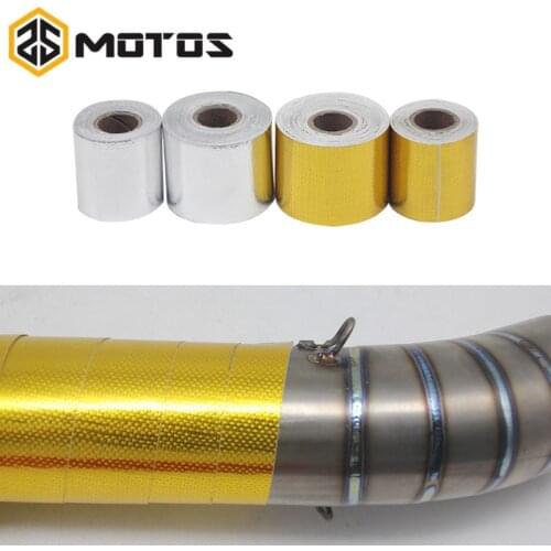 ZS MOTOS 5M/10M/15M Aluminum Foil Tape Automotive Exhaust Header Pipe Tape Silver Gold Heat Insulating Wrap Tape Heat Shield