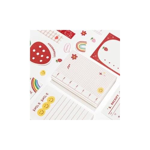 100 Sheets Cute Strawberry Rabbit Bear Memo Pad Kawaii Sticky Notes Girl Diary DIY Decorative School Notebook Stationery