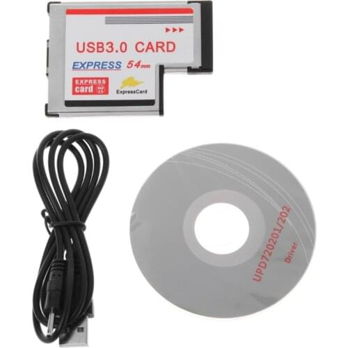 2 Dual Port USB 3.0 HUB Express Card ExpressCard Hidden 54mm Adapter for Laptop