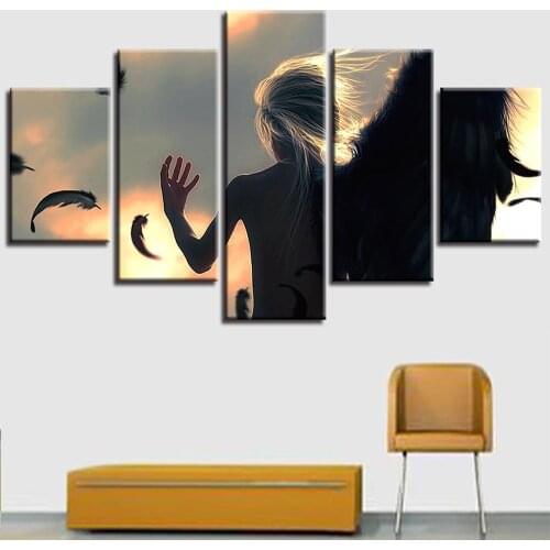 5 Pieces Wall Art Canvas Painting Angels Landscape Poster Modern Decoration Living Room Framework Pictures Modular Home