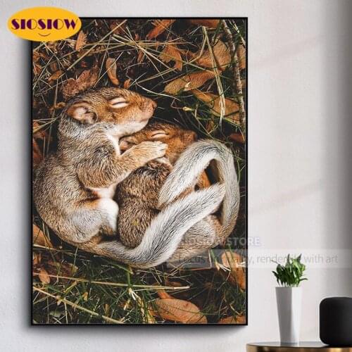 5D Diy Diamond Painting Squirrel Love Cross Stitch Full Square Diamond Mosaic Embroidery Animals Nature Decor Living Room Gifts