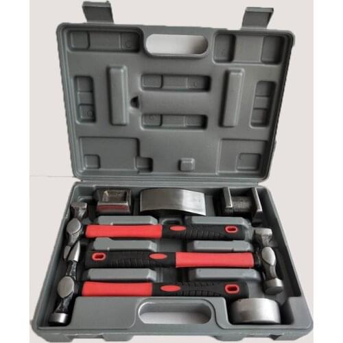7PCS Auto Body Dent Repair Hammer Dolly Tool Kit Panel Beater Sheet With Plastic Case