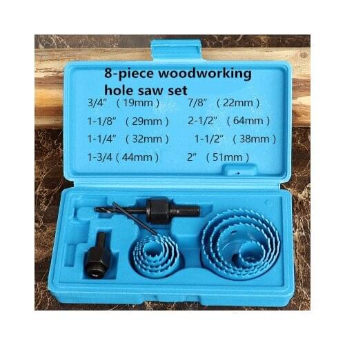 8pcs/set aluminum skin aluminum tube wood hole opener set round hole saw downlight oak compression board wood drill bit