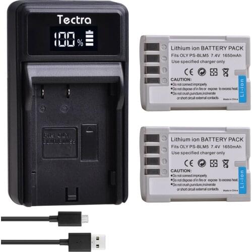 2PCS PS-BLM5 PSBLM5 Battery+LED USB Charger for Olympus C-8080 C-7070 C-5060 E1 E500 E330 E3 E520 E510 E300 Camera