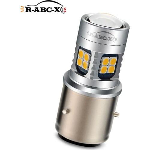 RUIANDSION 1Pcs 3030SMD BA21D Motorcycle Accessories Moped Scooter LED Headlight Bulb 6V-30V 12V 24V White 6000K Negative Earth