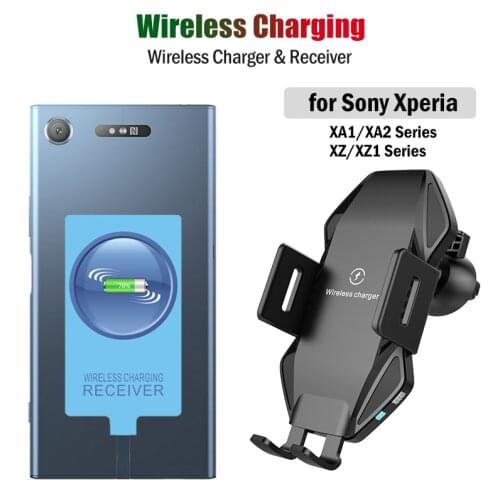 Qi Car Wireless Charging Stand for Sony Xperia XZ1 Compact XA1 XA2 Ultra Plus Wireless Charger&USB Type-C Receiver Car Holder