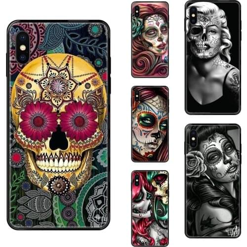 Black Soft TPU Capa Cover Case Tattoos Day Of The Dead Classic Better For Huawei Honor 6A 7A 7X 8C 8X 9 9A 9I 9X 10 10I 20 20I