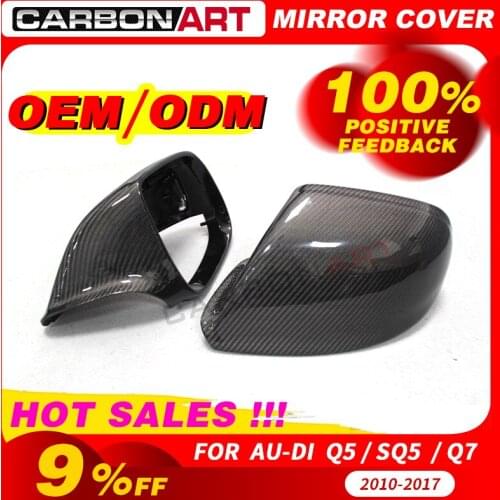 For Auddi Q5 SQ5 Q7 Carbon Fiber Rear Side View Caps Mirror Cover Q5 Q7 carbon mirror cover Replacement 2009 2010 2011 2012-2017