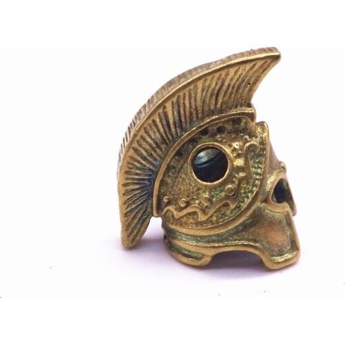 EDC Brass Spartan warrior helmet Paracord Knife Beads Pocket Play Tools DIY Umbrella Rope Pendant Personality car Key Pendant