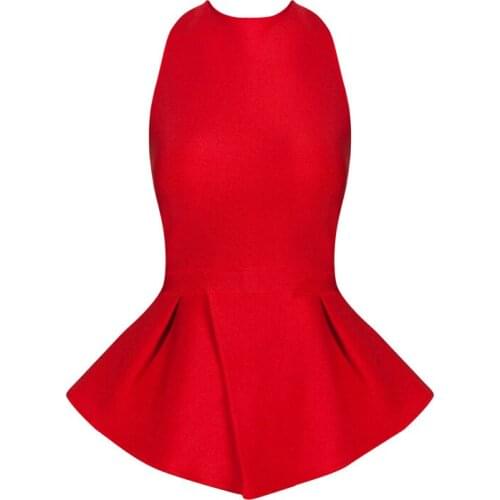 Good Quality Chic Ruffles Sexy Backless Cross Straps Bandage Top Tank Top Wholesale