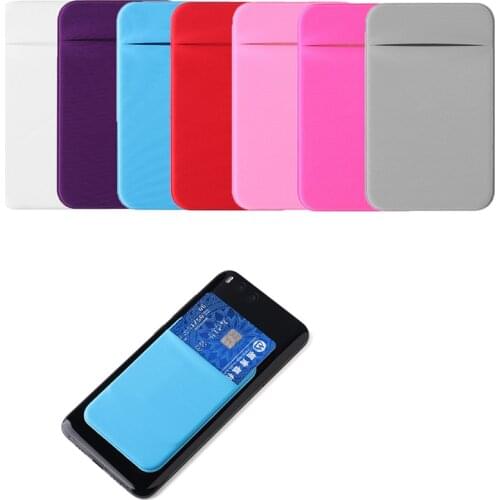 Pocket Wallet Case Cell Phone Wallet Stick Elastic Stretch Adhesive Cell Phone ID Credit Card Holder Sticker Phone Accessories