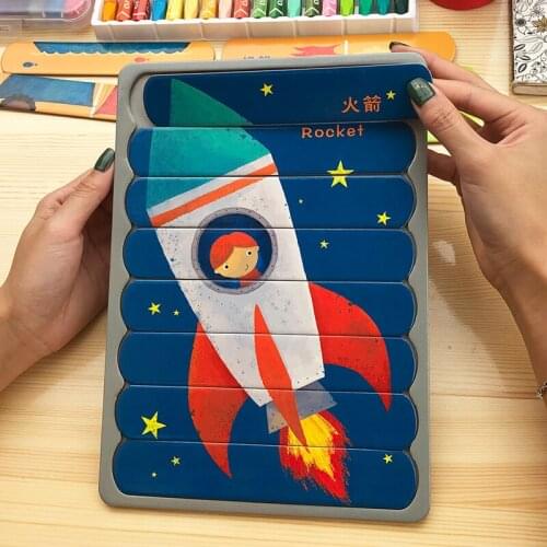 Kawaii Traffic Strip Puzzles Baby Toy Wooden Montessori Materials Educational Toys For Children Large Bricks Kids Learning Toys