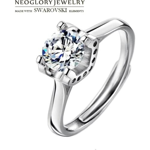Neoglory Zircon & S925 Silver Finger Ring Geometric Shaped Wedding Gift Love Jewelry For Women Party Valentines Sale