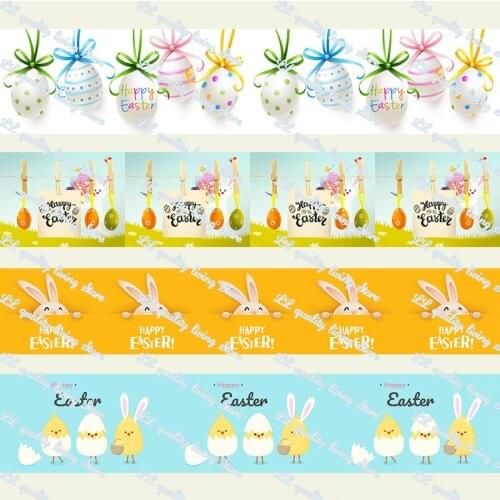 16-75MM Easter printed Grosgrain Ribbon 50 Yards/Roll Tape Clothing Bakery Hairbow Gift wrapping Accessory Hairbow Head