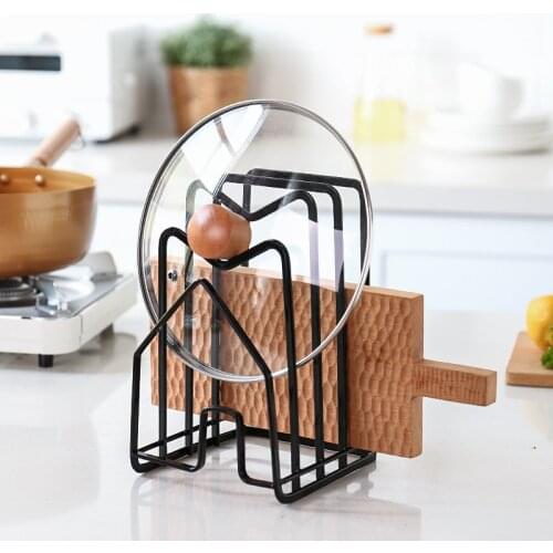 Kitchen Shelf Pan Rack Cutting Board Holder Storage Pot Lid Organizer Stands Tapas Cover Stand Stainless Steel Dish Kitchen Rack