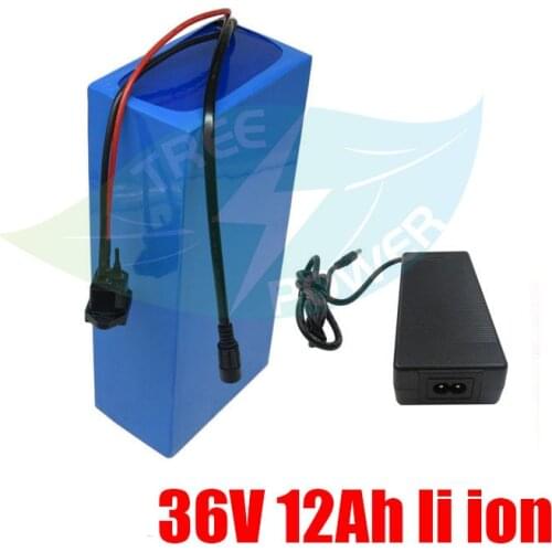 36V 12AH li ion battery pack with BMS lithium battery for 350W 500W e bike battery+ 2A charger