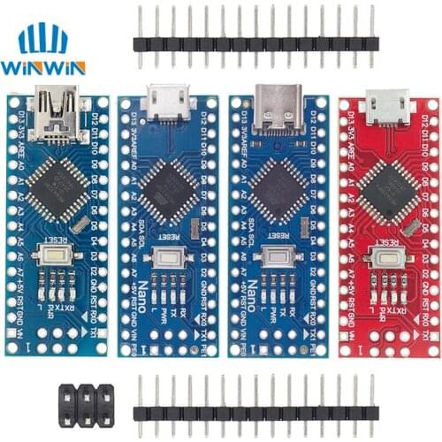 5pcs Mini/Type-C/Micro USB Nano 3.0 With the bootloader compatible Nano controller for arduino CH340 USB driver 16Mhz ATMEGA328P