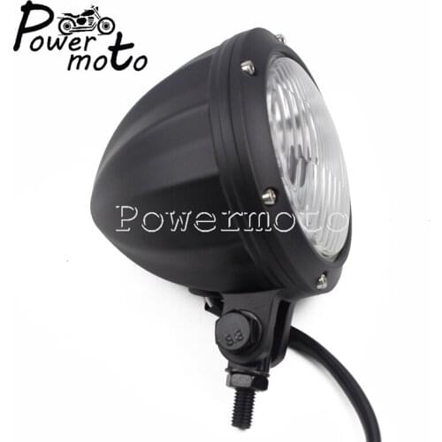 Motorcycle H4 12V 55/60W Hi/Lo Beam Black Headlight Retro Front Head Lamp For Harley Cafe Racer Bobber Chopper Custom