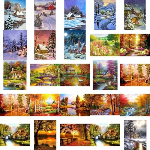Snow house cross stitch kit people 18ct 14ct 11ct count canvas stitches embroidery DIY handmade needlework