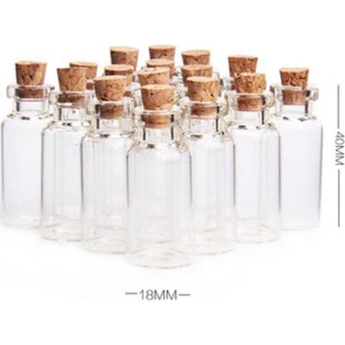 2017 New 1000pcs 5ml Cute Mini Messages Wishing Glass Bottle Vials Charms Pendants Clear Transparent Bottles Cork 18*40mm