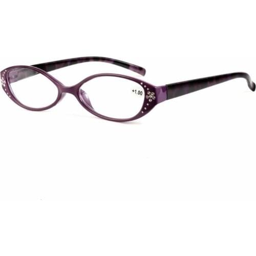 New Women Leopard Print Reading Glasses Cat Eye Diamond Decorate Plastic Full Eyewear Frames Ladies Presbyopia 1.0-3.5 R060