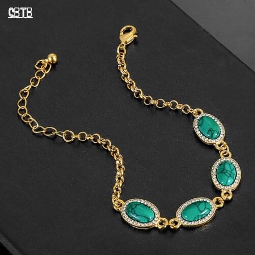 New Fashion Muslim Islam Crystal Turquoise Noble Temperament Bracelet Arab Middle East Religious Women and Men Jewelry Gifts