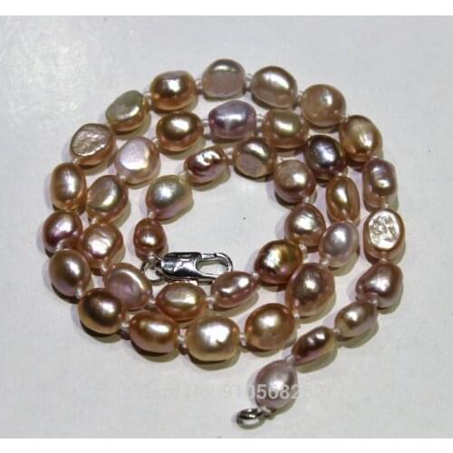 Natral Purple Freshwater pearl necklace Baroque 8x10mm 17INCH