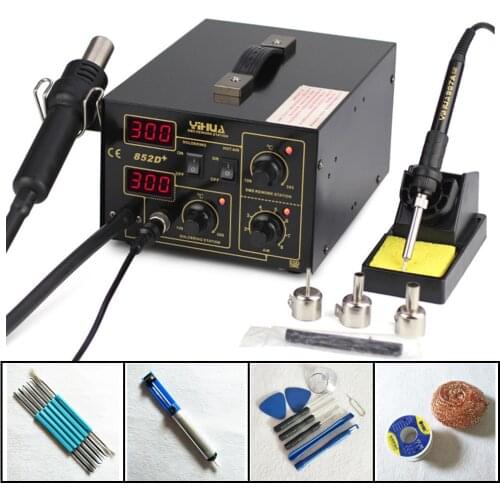 SMD Rework Station Pump Type Hot Air Gun Digital Soldering Iron YIHUA 852D+ 2 in1 SMD Hot Air Rework Solder Station