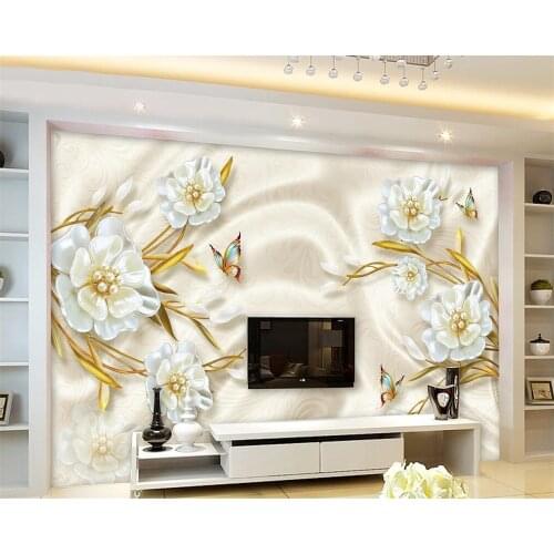 Beibehang Custom Wallpaper mural European 3D Stereo Pearl Flower Streets Living Room Bedroom TV Background walls 3d Wallpaper