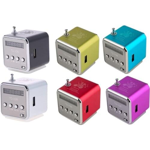 TD-V26 Mini Radio FM Digital Portable 1.0 inch LCD Screen Rrdio Speakers with Receiver Support TF Card