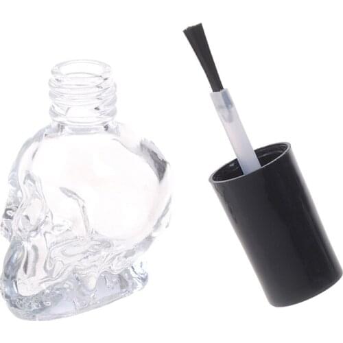 Skull Fashion 10ml Transparent Glass Empty Nail Polish Refillable Bottle With Brush Small Travel Makeup Cosmetic Containers