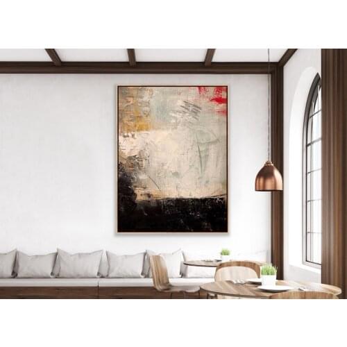 Hand-painted Oil Painting Abstract Modern Light Clouds Bluestone Luxury Living Room Sofa Backdrop Triple Decorative Painting Pai