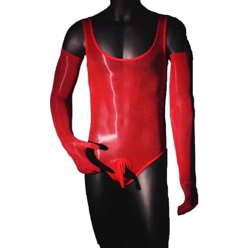 Sexy 8D Men Super Shiny Glossy Silky Teddy Cock Sheath Skinny Mankini Leotard Sissy Fetish Sheer Nylon Bodystocking Lingerie