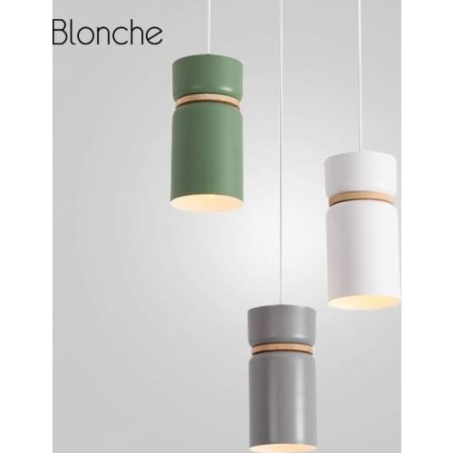 Nordic Kitchen Pendant Lights E27 Iron Hanging Light Fixture Modern Wood Hanging Lamp for Home Deco Led Bedroom Dining Room Lamp