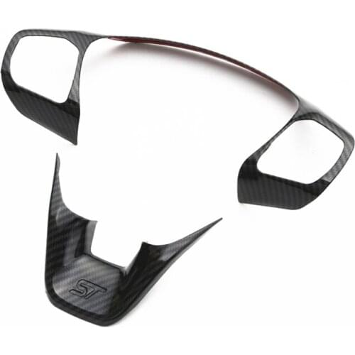 ABS Carbon Fiber Style Black Car Steering Wheel Panel Garnish Trim Cover Accessories For Ford Focus MK4 2019