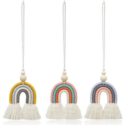 Woven Rainbow Wall Hanging for Bedroom Nursery Baby Kids Rooms Playroom Handmade Art Home Decor Car Hanging